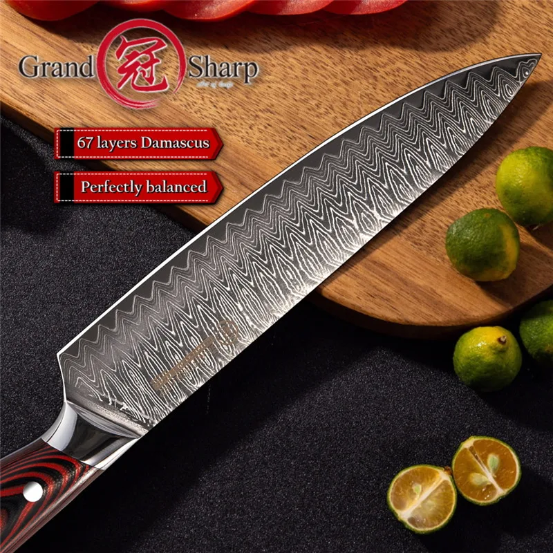 Grandsharp 8 дюймов нож шеф повара 67 слоев vg10 Дамасская сталь кухонный