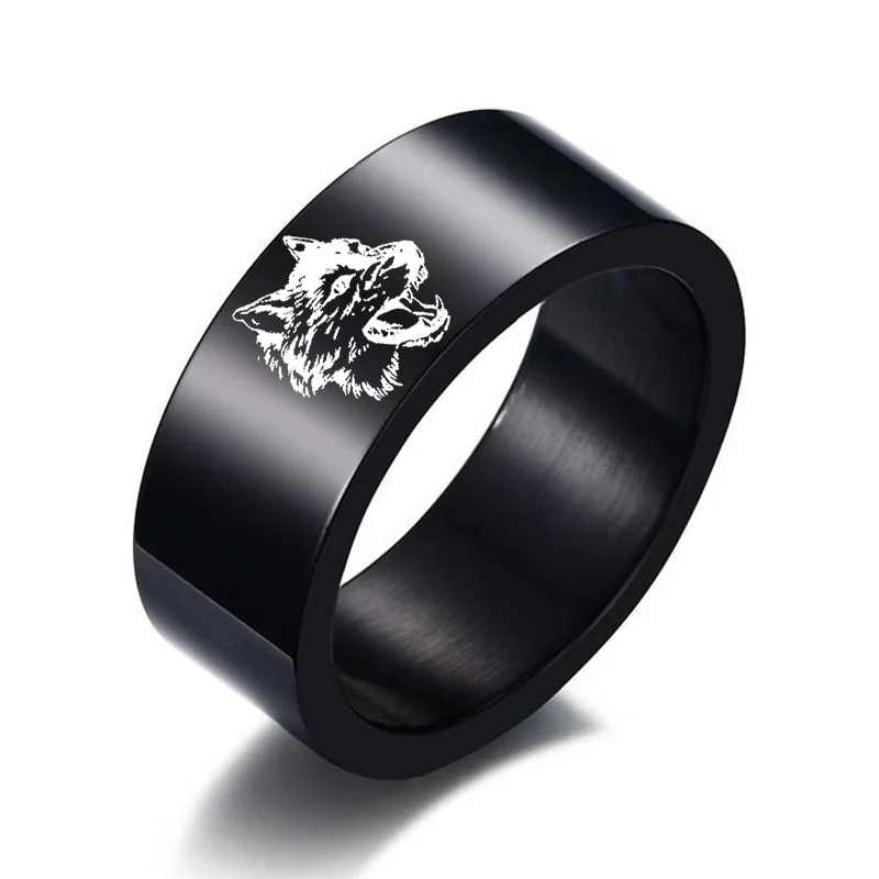 

Engraved Wolf Ring for Men Women Custom Logo Date Animal 3D Personalized Ring Stainless Steel Size 7 To Size 12