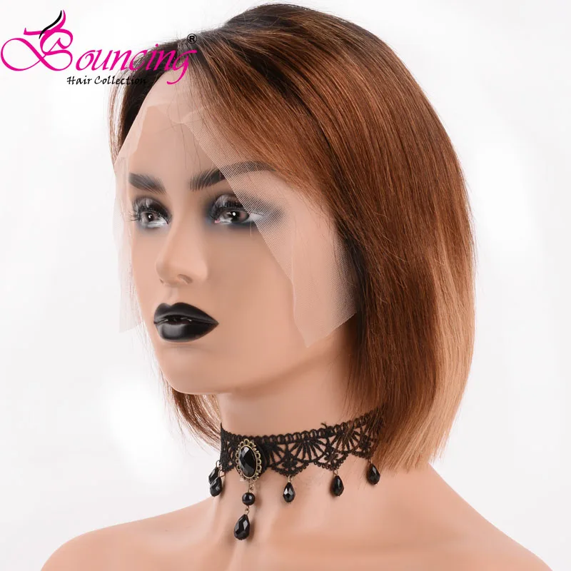 Прыгающие прямые 13*4 парики на кружеве 150 плотность короткие парики# 1BB/27B/30 боковая часть парики низкий коэффициент человеческих волос парик