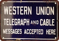western union telegraph and cable poster funny art decor vintage aluminum retro metal tin sign painting decorative signs