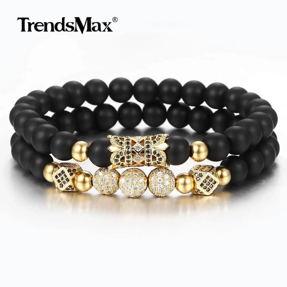 Браслеты из бусин для мужчин и женщин 2 шт./компл. матовый браслет 8 мм