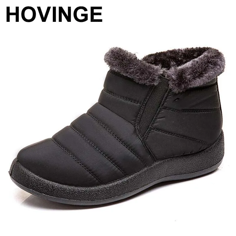 

HOVINGE Women Winter Boots Woman Snow Boots Plush Light Mother Women's Boots Waterproof Cloth Cotton Shoes