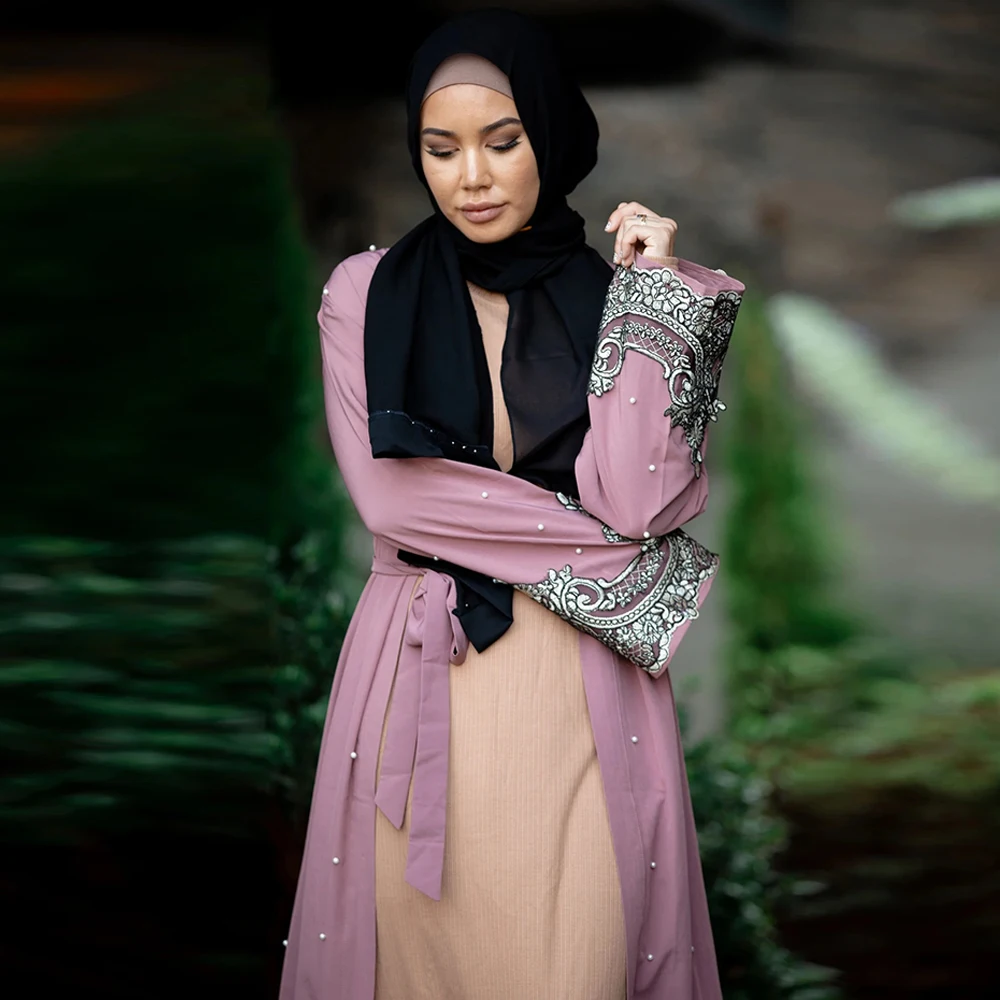 Женский халат кафтан Дубай абайя кимоно мусульманский кардиган хиджаб пальто