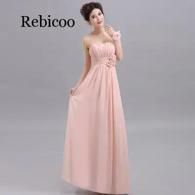 Rebicoo Halter neck Lace Up Chiffon Purple Champagne pink Bridesmaid Dresses Long wholesale Custom wedding party dress Flower | Женская