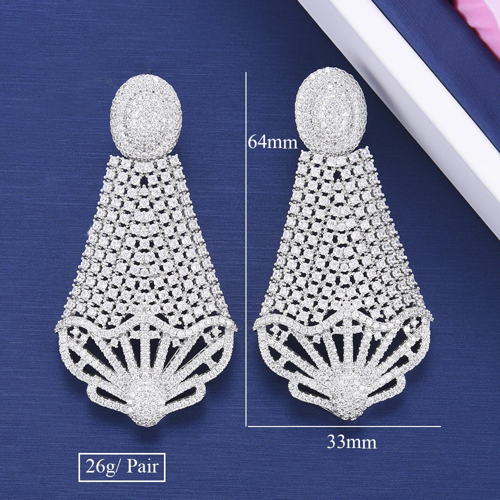 

Brand New Fashion Brand Super Noble Big Luxury Hollow Trendy Full Mirco Paved Cubic Zirconia Naija Engagement Earring Jewelry