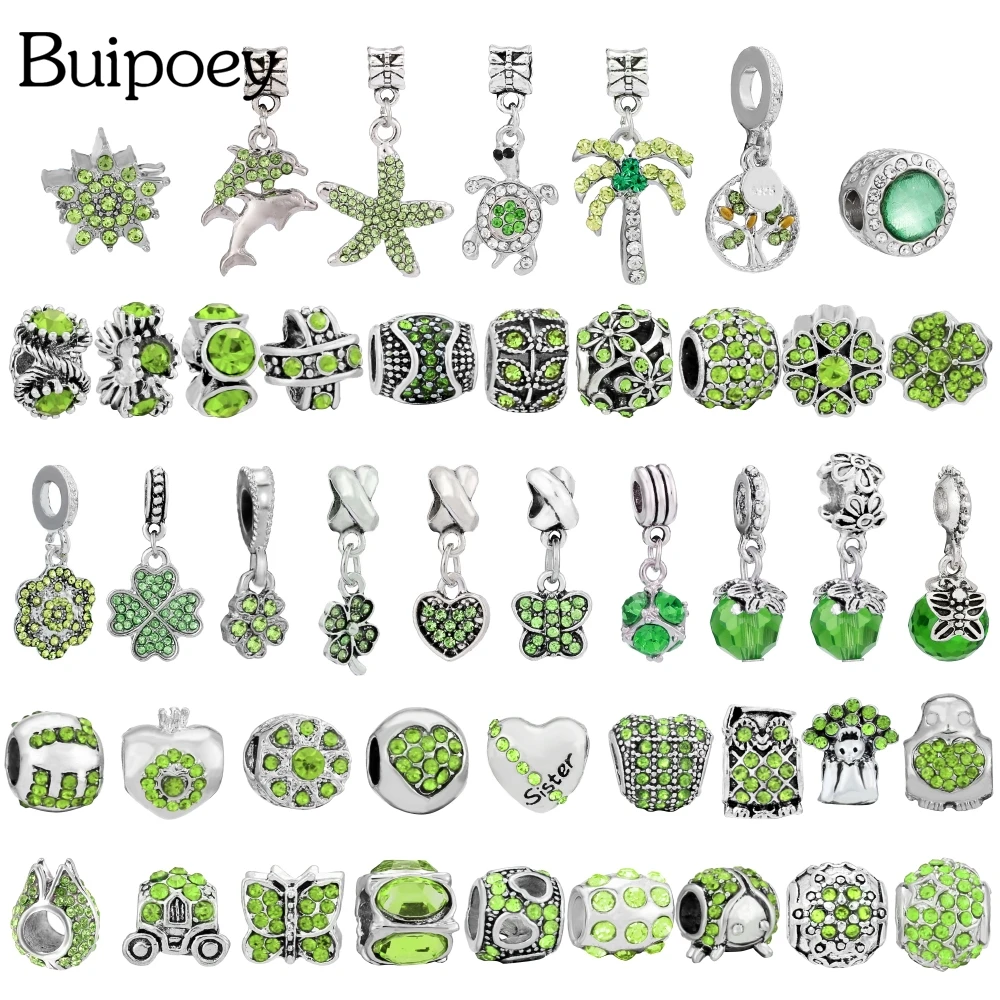 Buipoey Модные Зеленые хрустальные бусины серебряного цвета подвеска Древо жизни