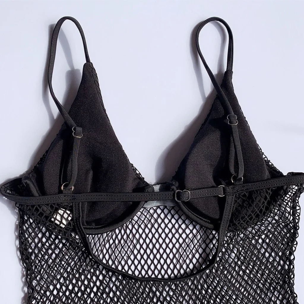 SAGACE новинка купальник для женщин сплошной цвет в сетку сексуальный пуш-ап бикини