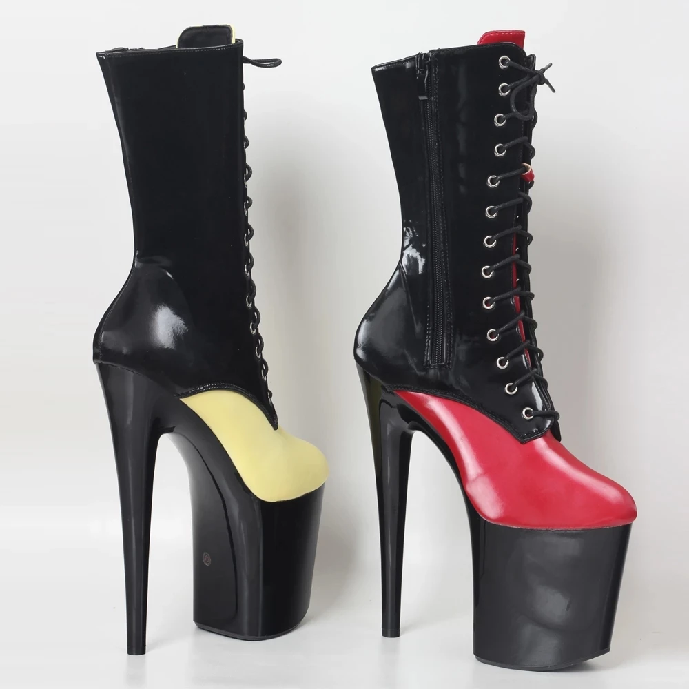 Womens 20CM High Heel Mixed Color Platform Pole Dance Ankle Boots Custom Colors