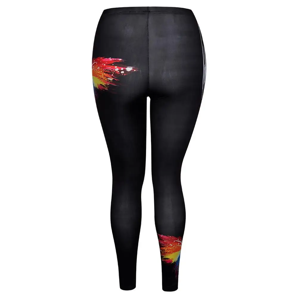 Модные женские штаны для йоги и бега с высокой талией тянущиеся леггинсы принтом