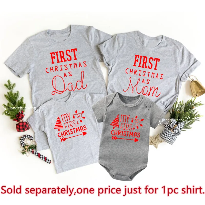 Мой первый Рождество как папа мама семейная сочетающаяся одежда для отца мамы