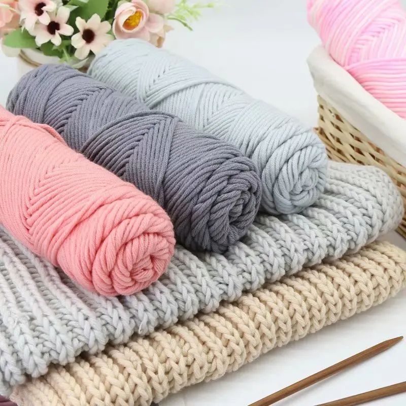 

100G/Pcs Thick Fiber Yarn Chunky Milk Sweet Soft Cotton Baby Knitting Wool Hand Knitting Wool Crochet Yarn for DIY Sweater