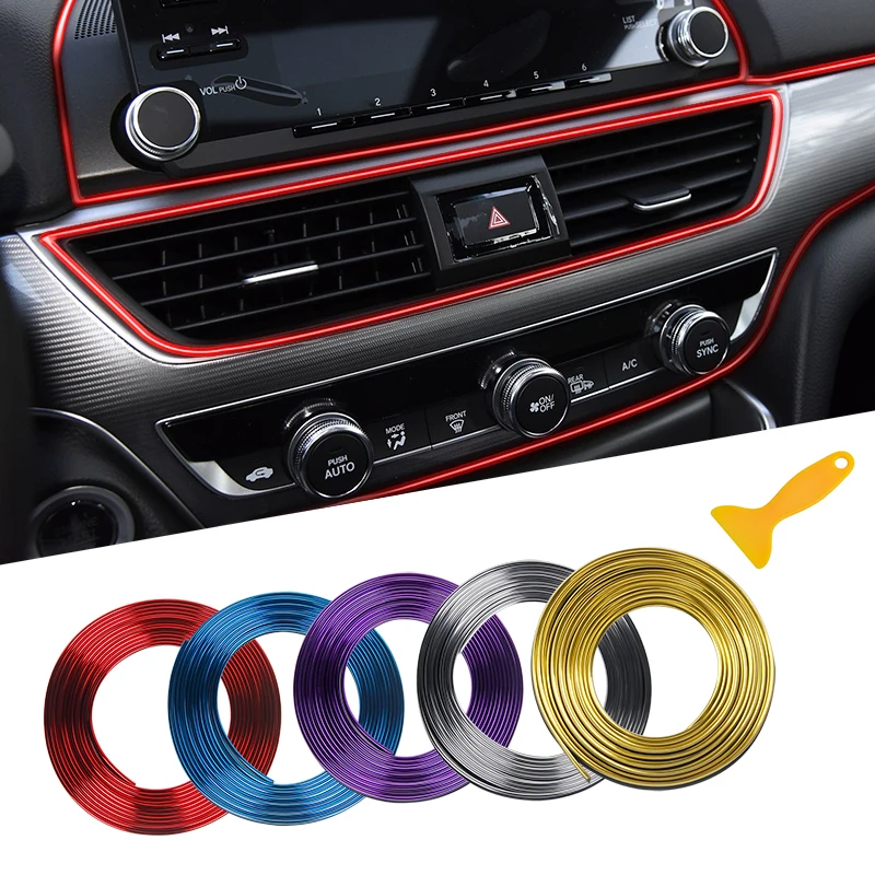

5M Car Dashboard Door Edge Insert Trim Styling Interior Decorative Moulding Universal Auto Accessories Strip With Scraper