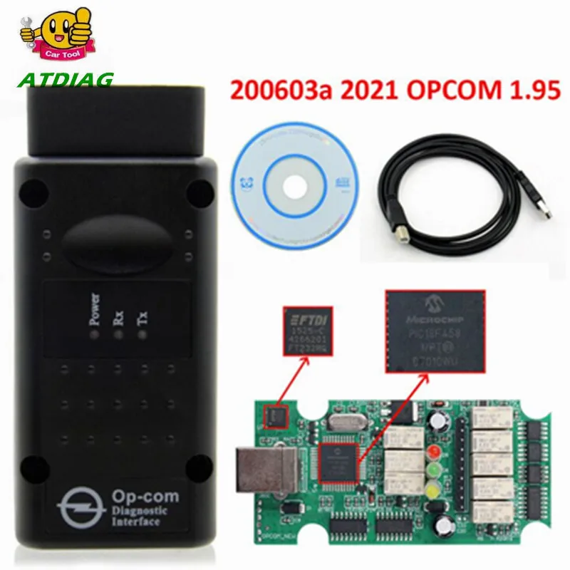 

Really 200603a 2021 OPCOM 1.95 PIC18F458 FTDI FT232RQ Chip For Opel Car Diagnostic Scanner OP-COM V2021 For Cars Till 2021
