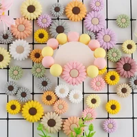 baby silicone beads 10pcs mini flowers teething beads for jewelry making bulk diy pacifier chain jewelry accessories
