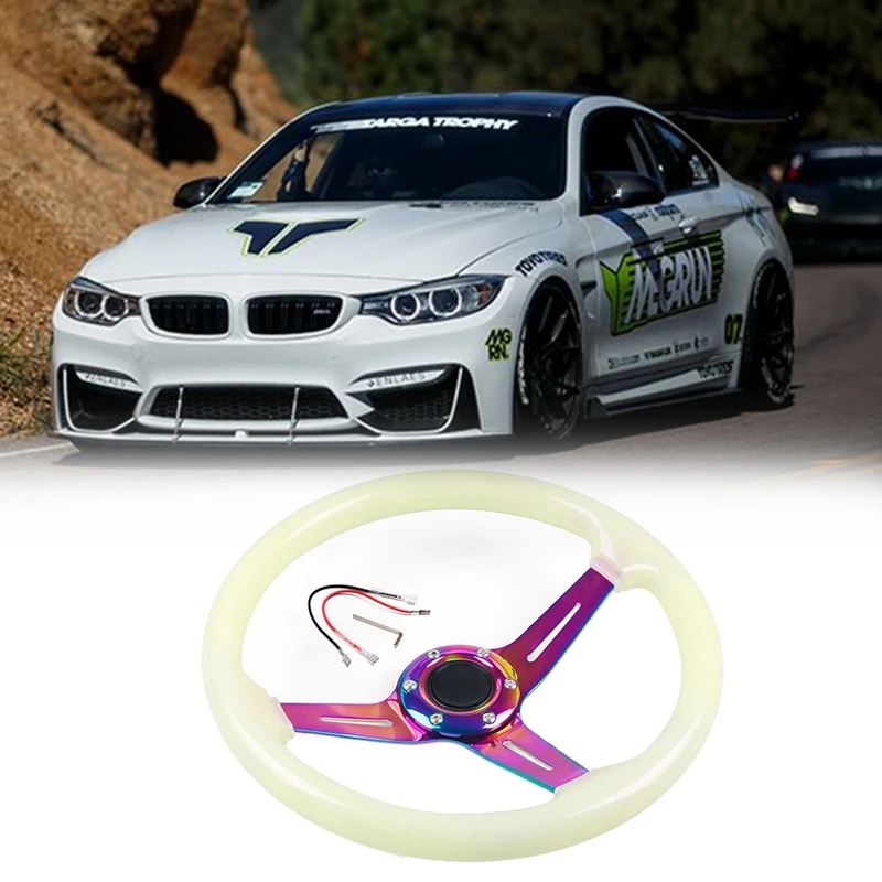 

Sports Steering Wheel 345mm Luminous Racing Steering Wheel Acrylic Ordinary Racing Wheel