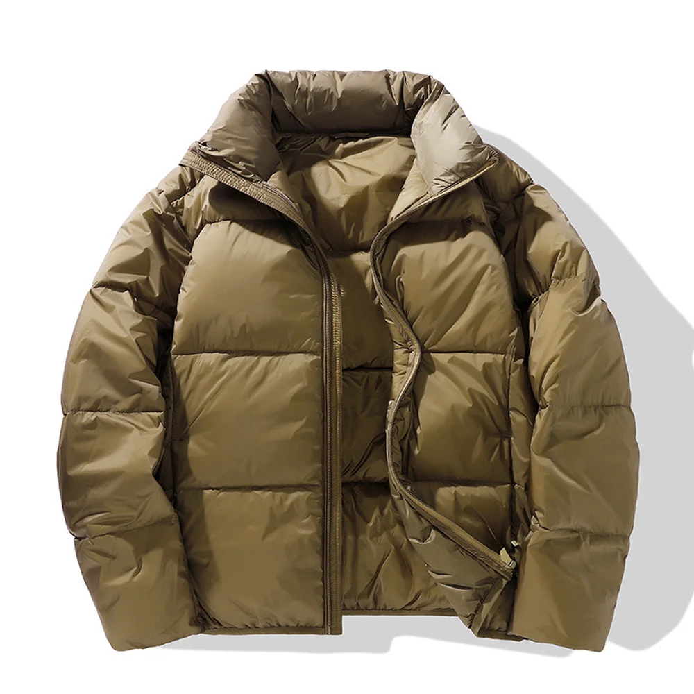 Covrlge Stand-up Collar Basic Down Jacket Coat Solid Color Thick Jacket Men Loose Shiny Warm Coat Couples Streetwear Male MWY043