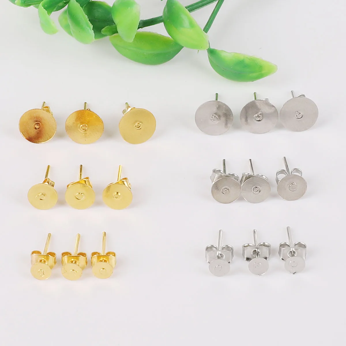 Плоская пустая основа для сережек-гвоздиков с застежкой сережек принадлежности