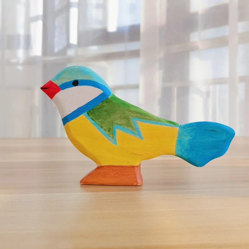 

Blue Tit Wooden Natural Montessori Handmade Figure Large Animals Handcraft Toy Animals Cognition Early Educational Toy