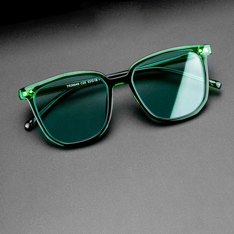 Evove Green Stone Sunglasses Male Women Anti Eye Dry Sun Glasses for Men Natural Crystal Glass Anti Scratch