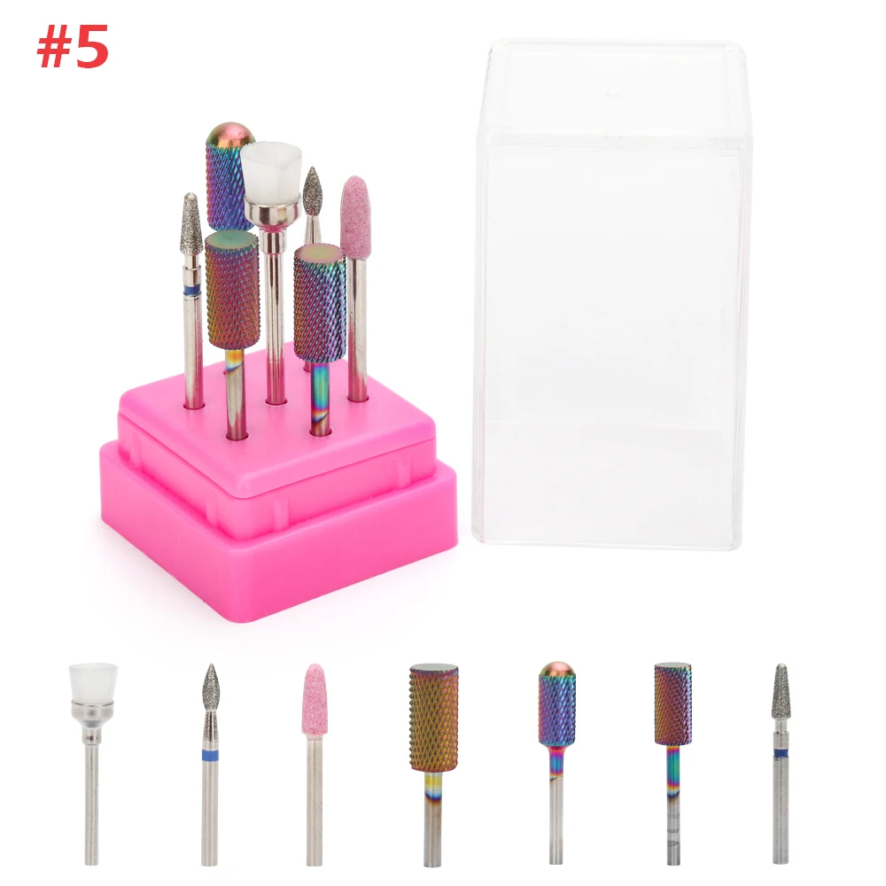 7 шт./компл. и сверлами для ногтей Комплект фрез маникюра/педикюра Вольфрам