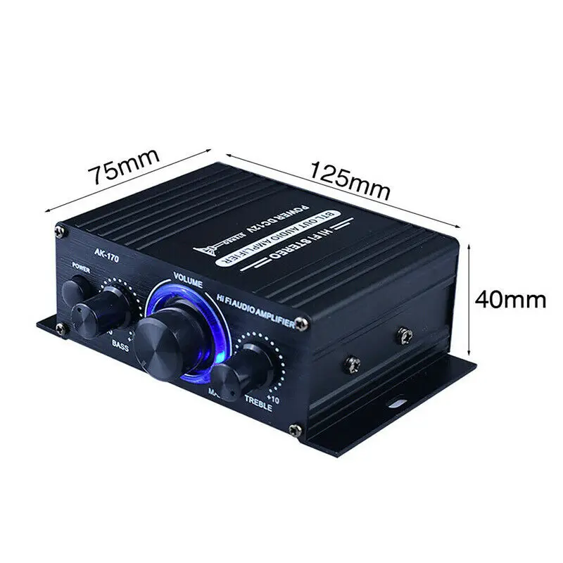 

Black 200+200W AK170 Audio Amplifier Amplificador Digital Home Power Bluetooth Hifi 90 DB Stereo Subwoofer Music Player DC 12V