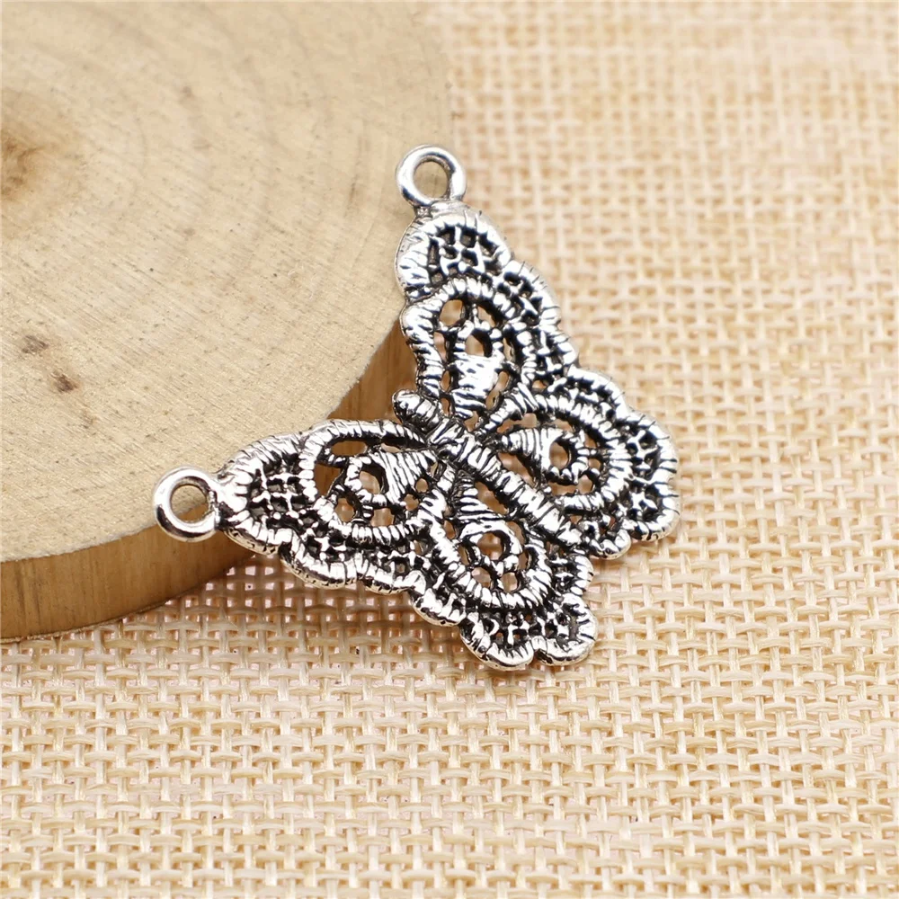 

free shipping 14pcs 35x28mm antique silver Retro butterfly charms diy retro jewelry fit Earring keychain hair card pendant
