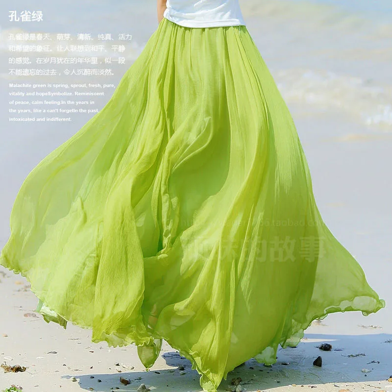 Женское шифоновое платье макси Двухслойное пляжное однотонное в стиле бохо для