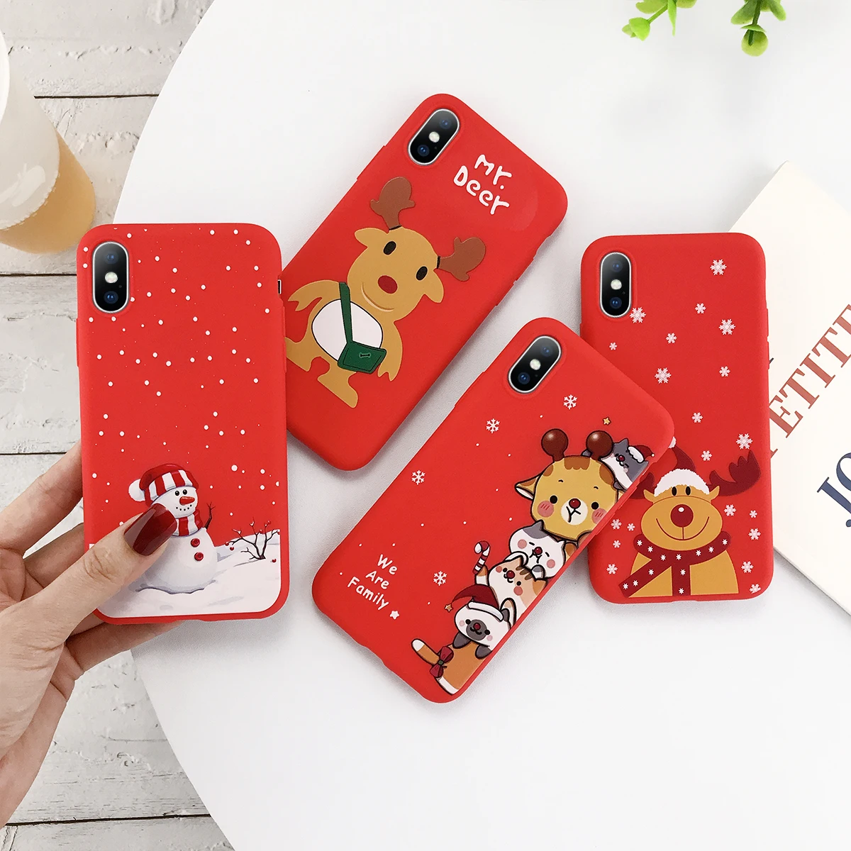 

moskado TPU Snowman Elk Phone Case for iphone 11 Pro Max 12 13 Mini X XS Max 7 8 Plus Dust-proof Mobile Phone Protective Shell