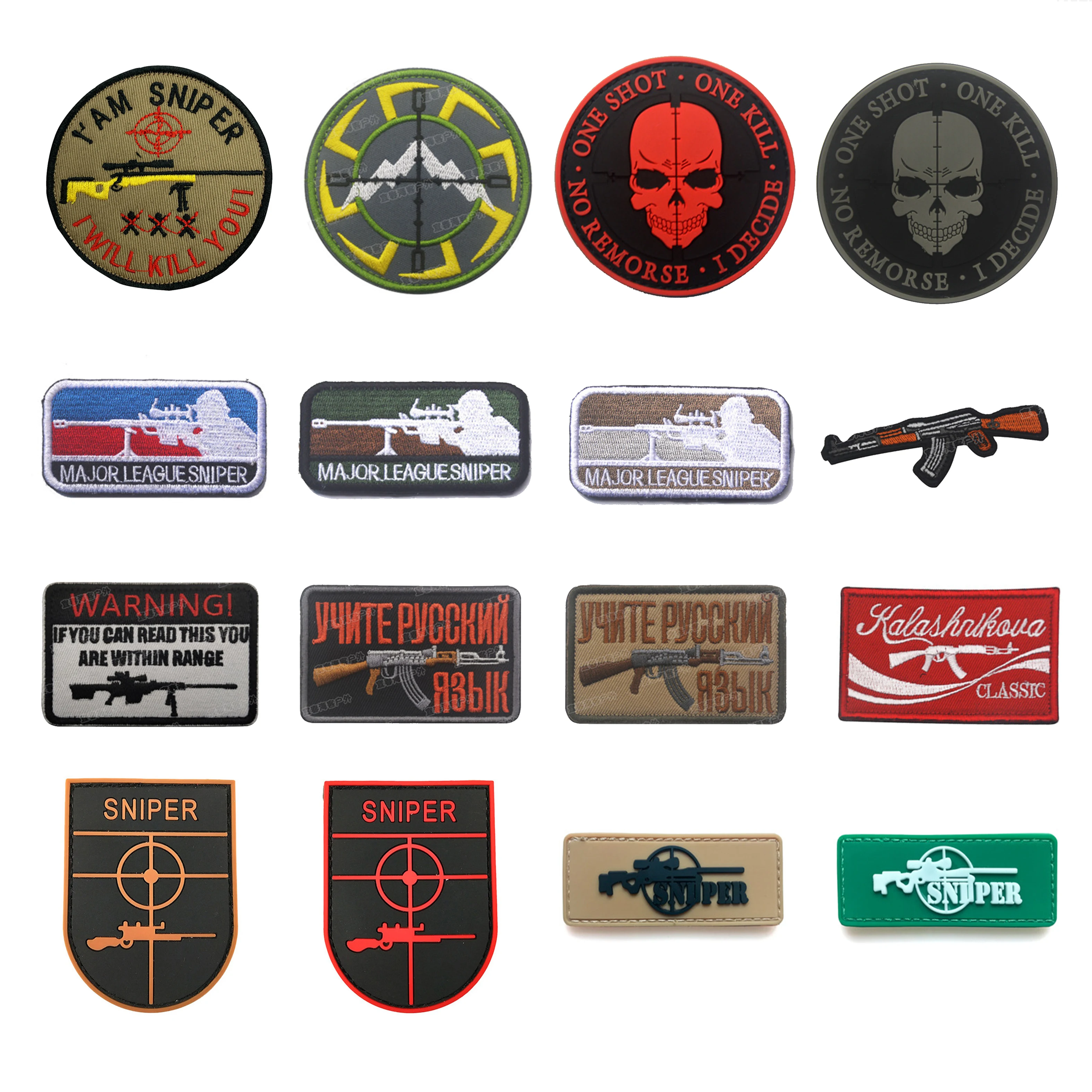 3D ПВХ стрельба снайпера Velcros патчи One Shot Kill Rubber армейский Тактический бейдж Gun Shape