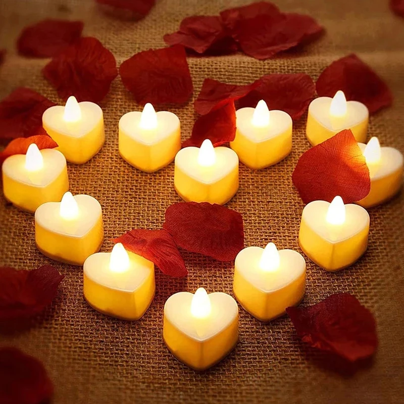 

12pcs/bag Flameless LED Tea Wax Tea Candle Wedding Light Romantic Candle Party Decoration Proposal Decor Candle Battery Powered