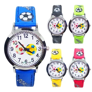Высококачественные футбольные часы, детские кожаные цифровые часы, детские часы для девочек и мальчиков, подарок на день рождения, Детские Водонепроницаемые кварцевые часы