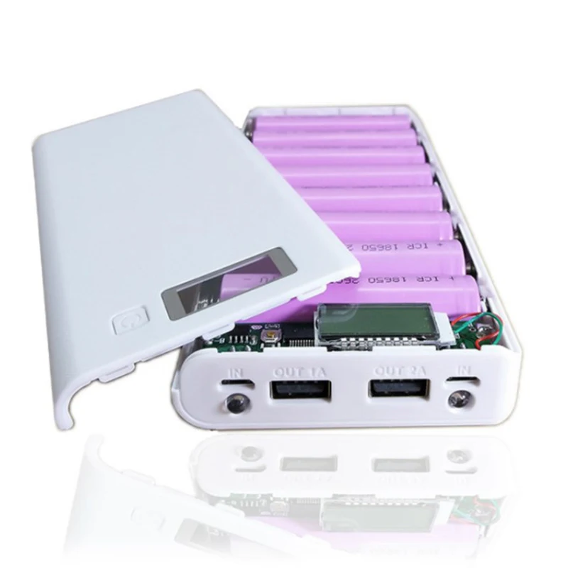 

Зарядное устройство с двумя USB-портами и фонариком, 8x18650