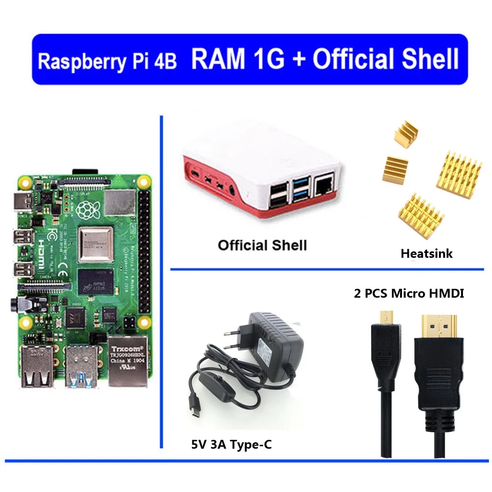 Серый Последние Raspberry Pi 4 Model B с 1/2/4GB Оперативная память BCM2711 Quad core Cortex-A72 ARM v8 1,5 ГГц Поддержка 2,4/5,0 ГГц WI-FI Bluetooth 5,0 - Цвет: Серый