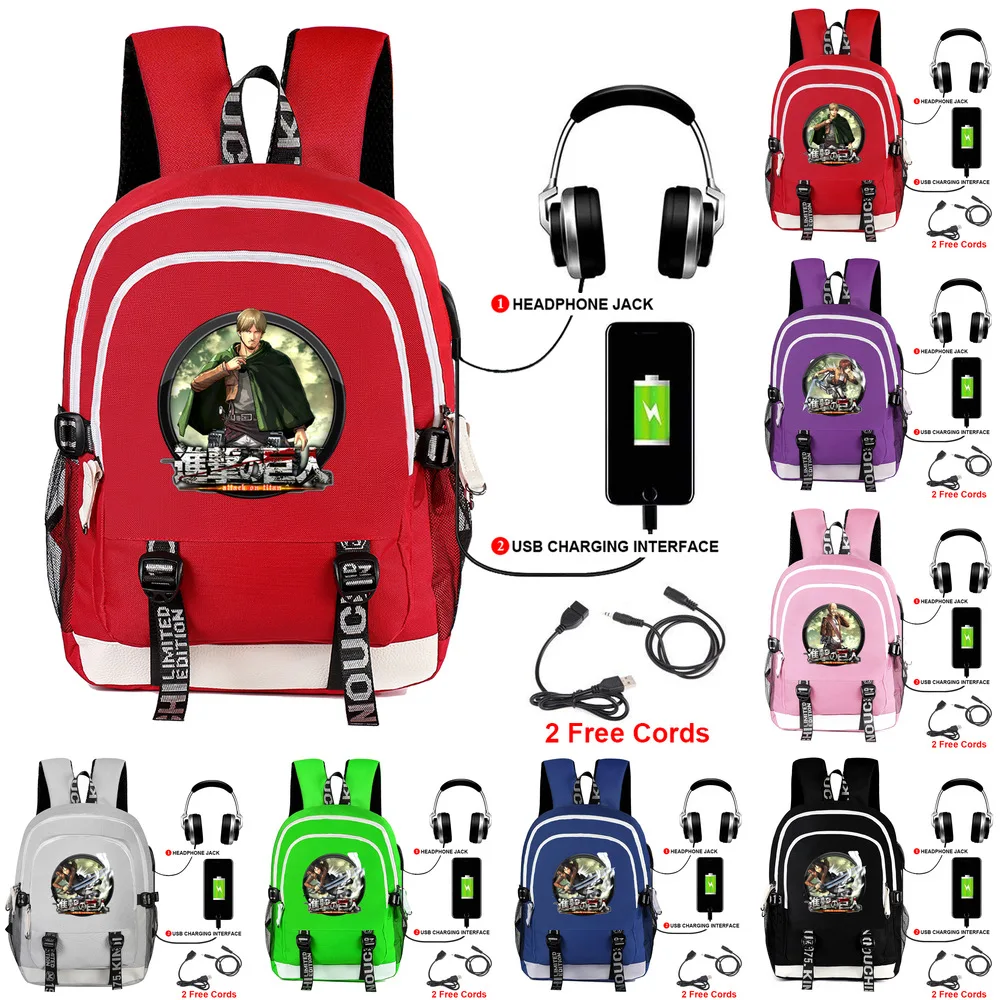 

Anime Backpack Attack on Titan Laptop Shoulder Bags Daily Bagpack Anti-theft Canvas Flap Vintage Travel Backpacks Large Capacity