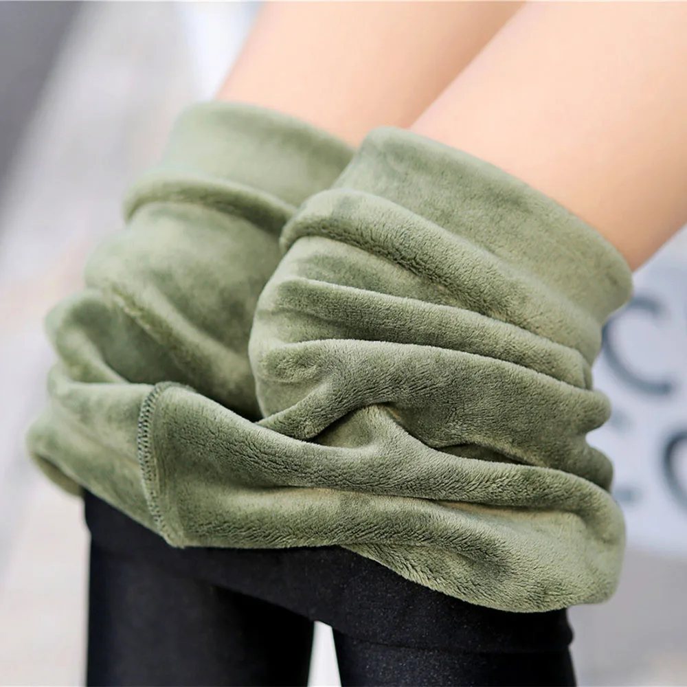 Large Size Extra Thick Plus Velvet Gloss Pants All Outside Wearing Thin Elastic Leggings Women's Autumn and Winter Cotton Pants