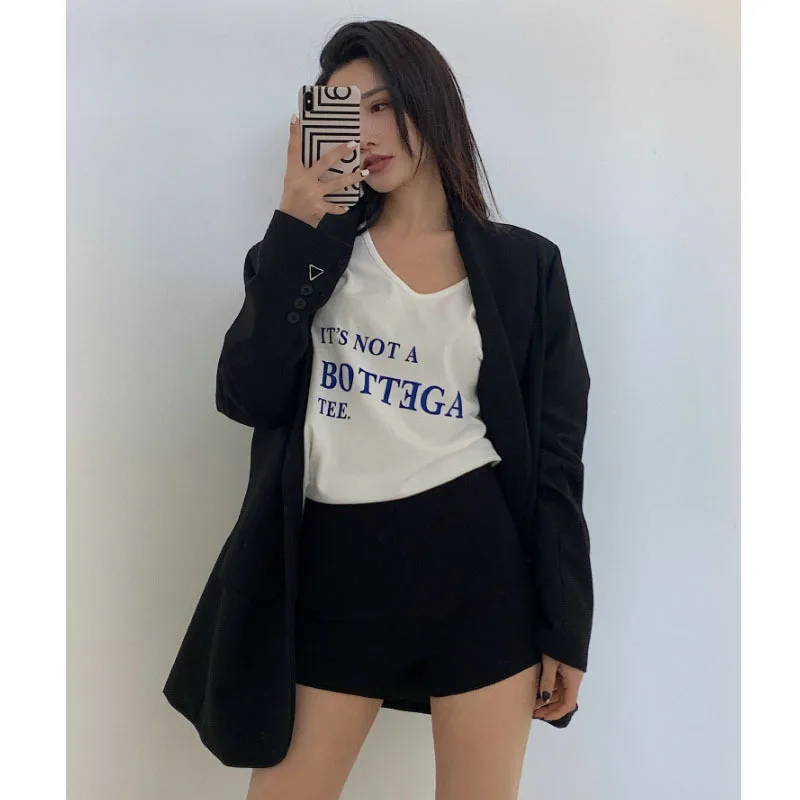 

Women's Casual Straight Pants 2021 Spring/Summer New High Waist Black Shorts