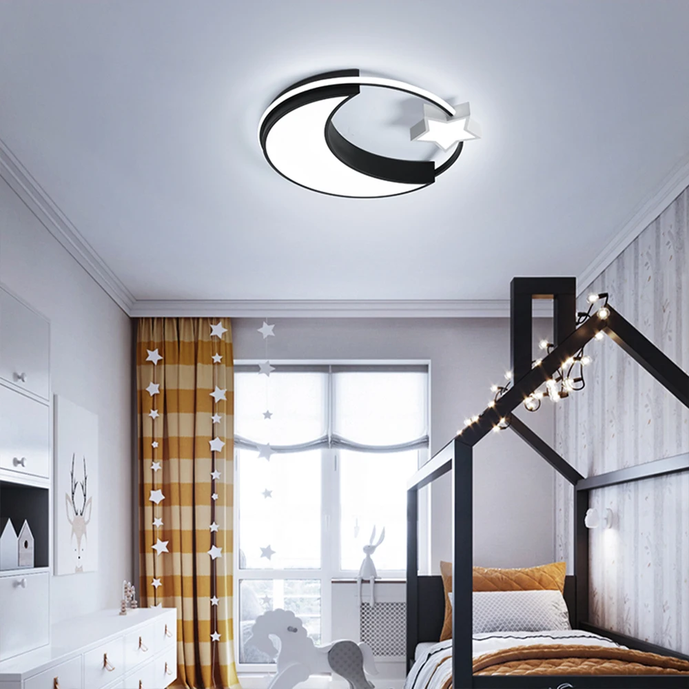 LED Дети Луна Потолочный светильник звезда Диммируемый потолочные светильники с