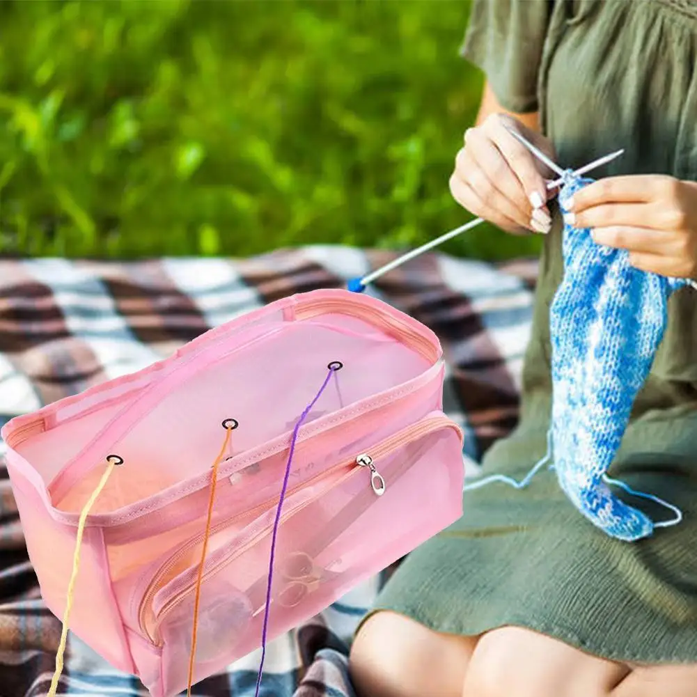 3 отверстия прямоугольной формы DIY ручного плетения инструменты Органайзер Сумка