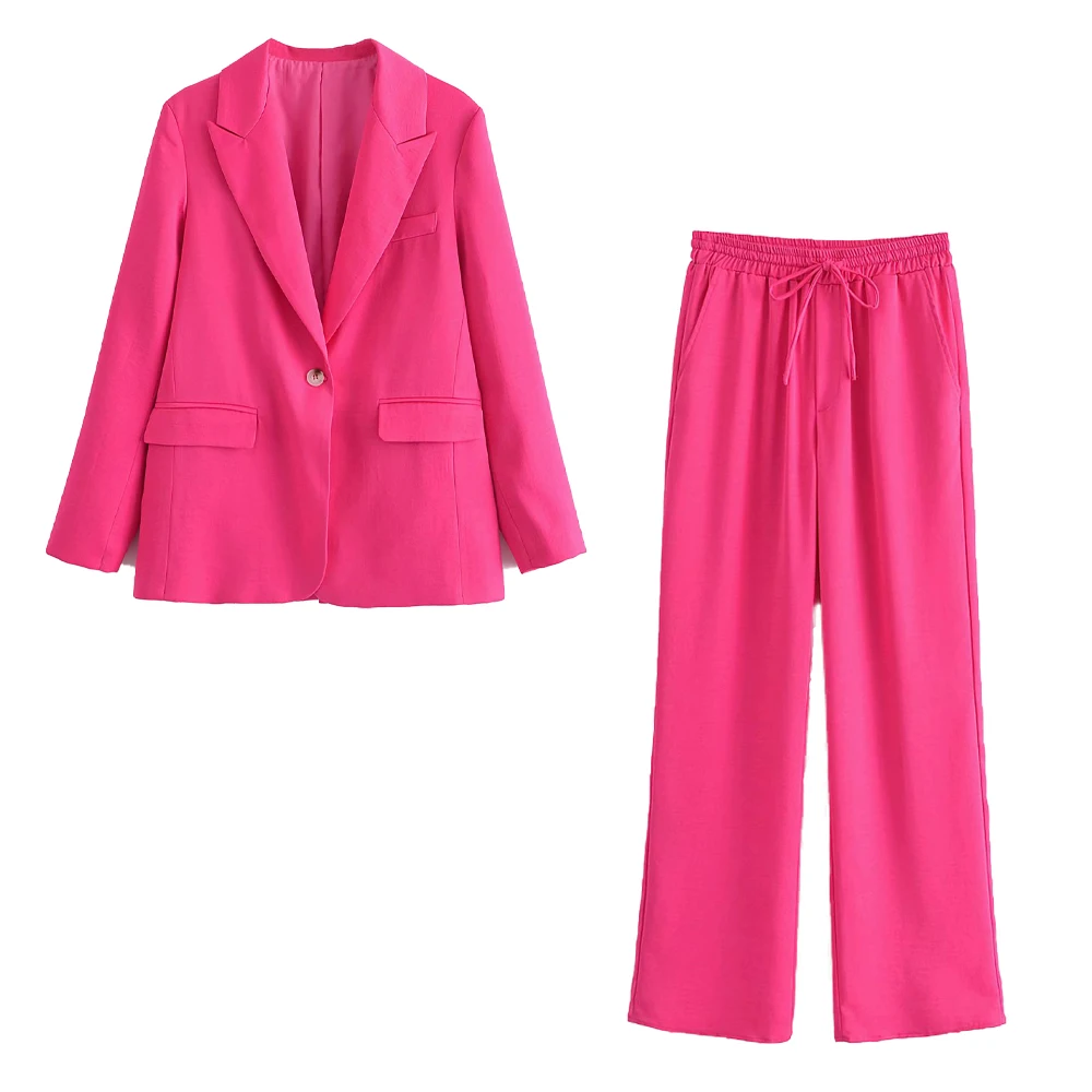 

2021 2 piece set suit Blazer Women Elegant High Fashion Casual Chic Office Lady ZA women Blazer Outfits Pants Sets Woman