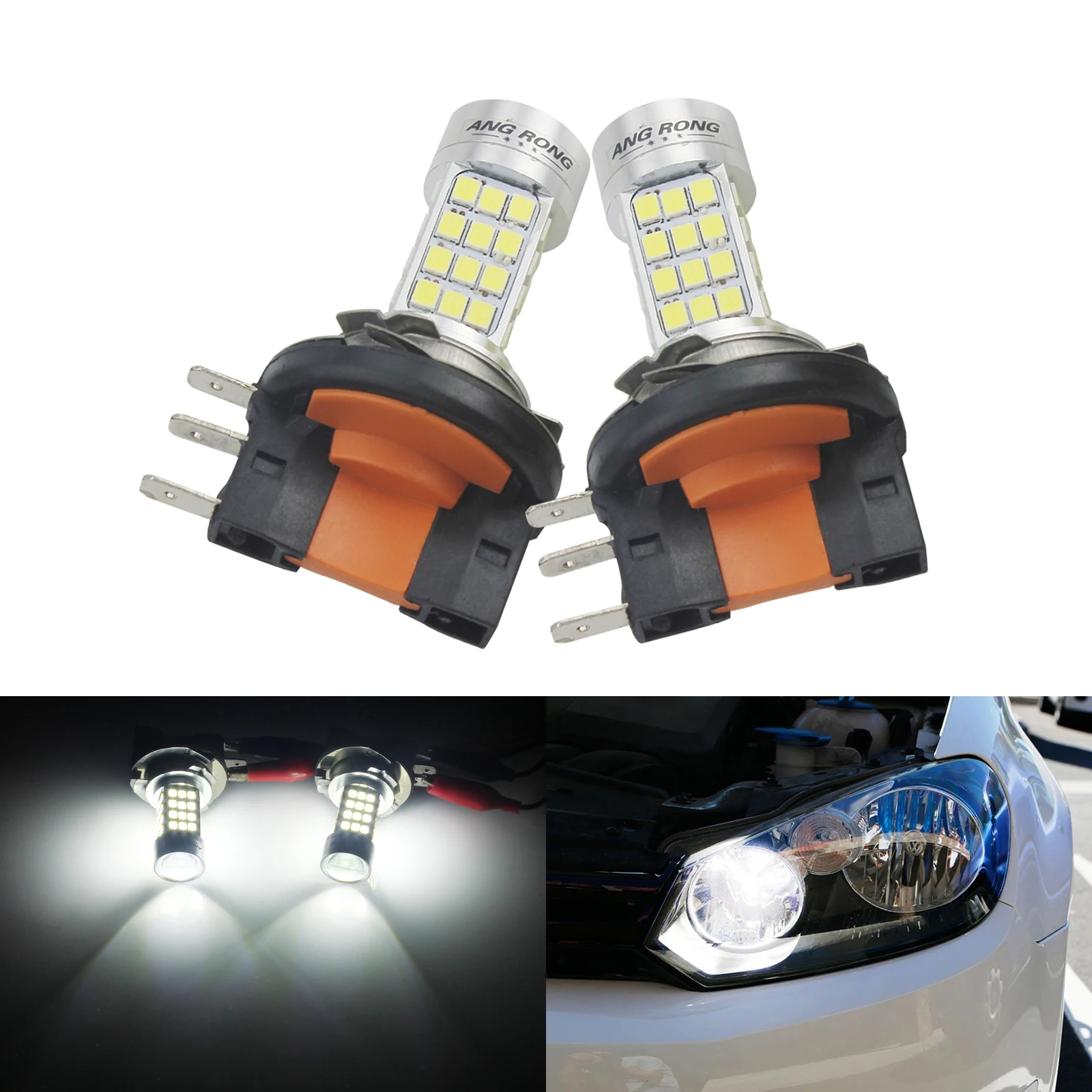 

ANGRONG 2x H15 64176 LED Bulb Daytime Running Light Lamp For VW Amarok Caddy MK3 2010+