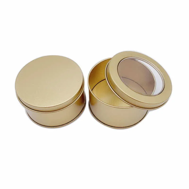 Jual Emas Hitam Bulat Timah Logam Wadah Toples Kaleng Sekrup Atas Kaleng Kosmetik Sampel Wadah Lilin Perjalanan Kaleng Kotak 20 Buah