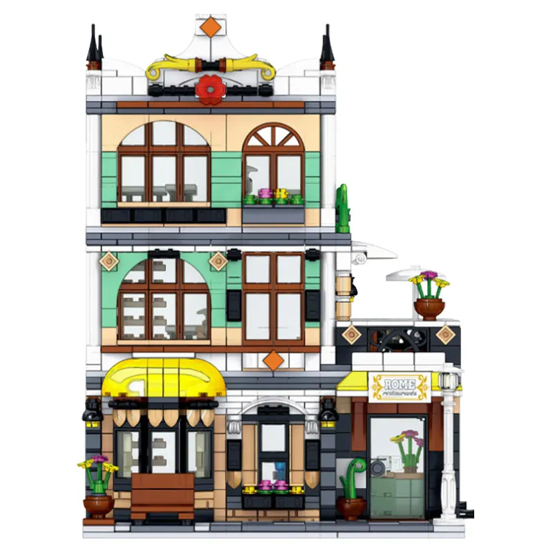 

Architecture Blocks Series Coffee Shop Tavern Restaurants Building Block Bricks City Street View Large House For Kid Toys Gifts