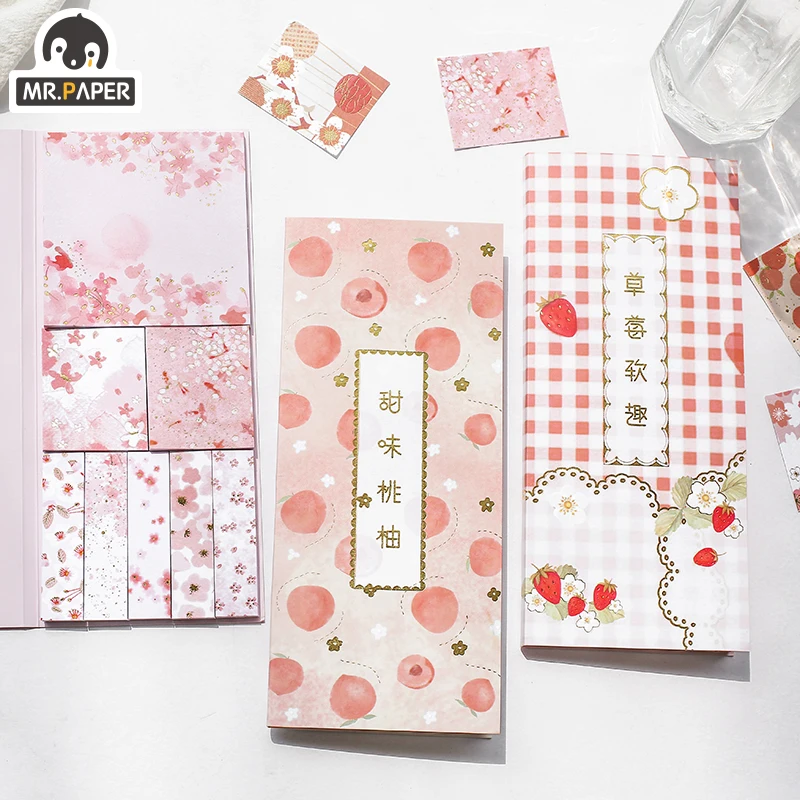

240 Pcs/lot 4 Designs Japanese Pink Cherry Fruit Strawberry Girlish Loose Leaf DIY Decor Notepad Diary Writing Down Memo Pads