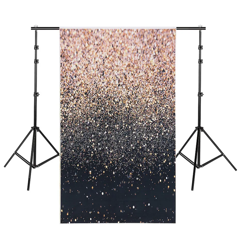 Виниловый фон для вечерние студии с блестками черного и золотого цветов | Дом сад