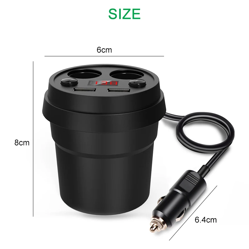 Автомобильное зарядное устройство 2 USB DC/5V 3.1A адаптер в виде стакана Разветвитель