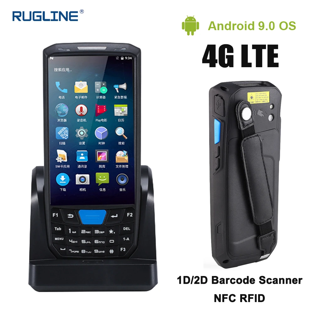 Ручной КПК Rugline 4G Android 9 0 POS терминал сенсорный экран 2D сканер штрих кода