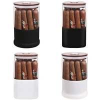 xifei glass cigar humidor jar whygrometerhumidifier portable container cedar wood lining cigarette tobacco box 12 18 cigars