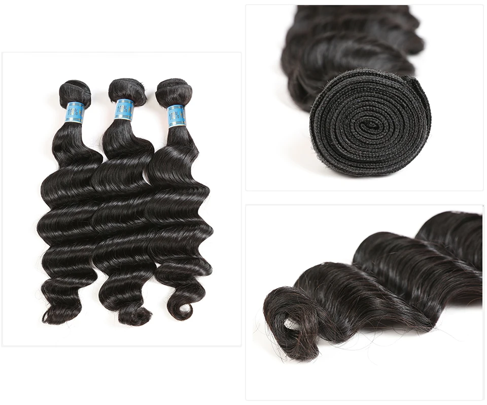 Ali queen hair Virgin Hair 3 шт перуанские свободные глубокие человеческие волосы ткет пряди натуральный цвет 1"-26" человеческие волосы для наращивания