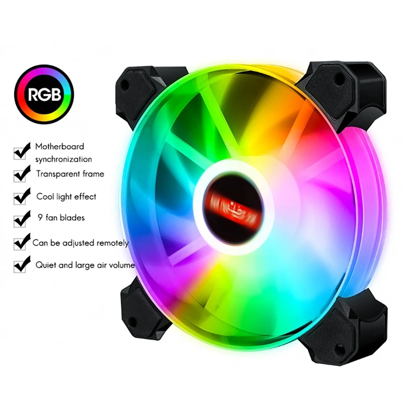 3 шт. RGB компьютерный чехол вентилятор 12 см тихий свет излучающий 3PIN + 4PIN
