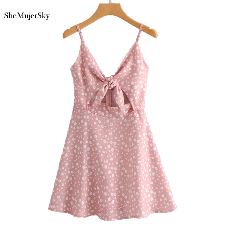 Женское платье с открытой спиной Shemujersky розовое пляжное на бретелях без рукавов